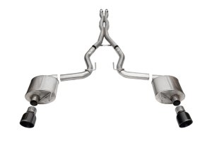 Ford Mustang Performance Exhaust - Rear - CORSA Performance - Cat Back, Dual Rear Exit, Double Helixx X-Pipe, No Drone RSC Technology - Black - `24-`27 Ford Mustang Performance Exhaust - Rear - CORSA Performance - Cat Back, Dual Rear Exit, Double Helixx X-Pipe, No Drone RSC Technology - Black - `24-`27